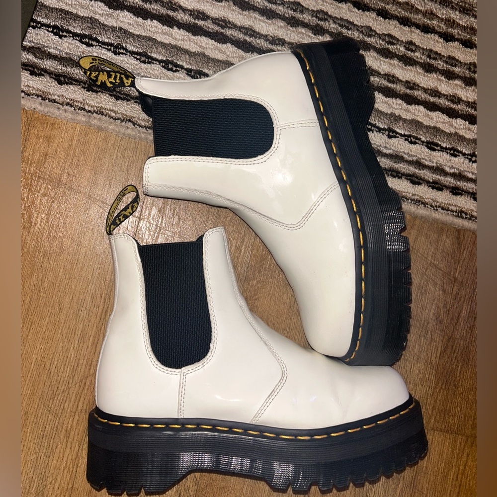 COPY - women’s white doc martin slip on boots